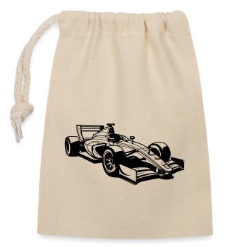 Race car - Closable cotton gift bag (14x20cm) - nature - Front