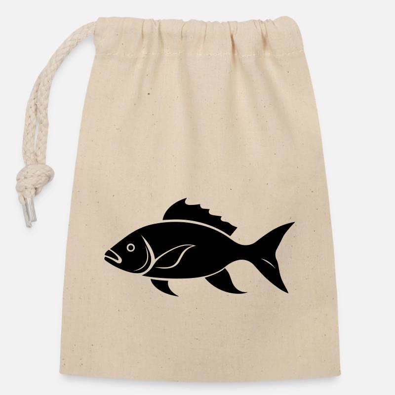Poisson petite carpe - Sac cadeau en coton avec cordon (14 x 20 cm) - nature