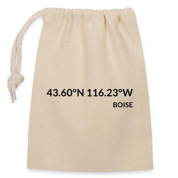 Coordonnées de Boise, Idaho, États-Unis - Sac cadeau en coton avec cordon (14 x 20 cm) - nature - Devant