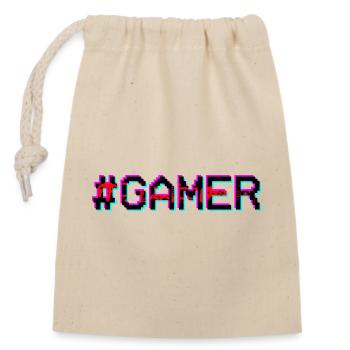 Gamer Neon Glitch - Closable cotton gift bag (14x20cm) - nature - Front