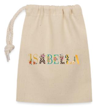 ISABELLA Name Art With Flowers Embroidered - Closable cotton gift bag (14x20cm) - nature - Front