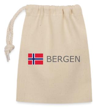 Drapeau de la Norvège - Bergen - Norge - Norwegen - Sac cadeau en coton avec cordon (14 x 20 cm) - nature - Devant