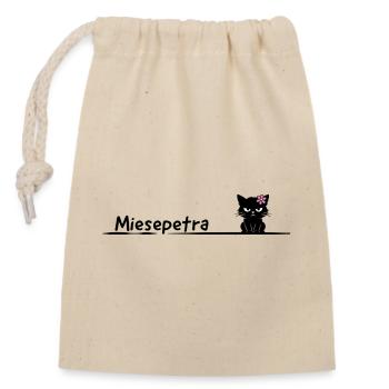 Miesepetra – Drôle de chat Jeu de mots Petra - Sac cadeau en coton avec cordon (14 x 20 cm) - nature - Devant
