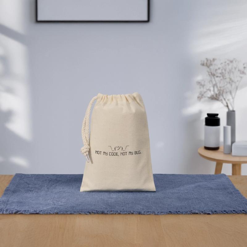 Pas mon code, pas mon bug. Sac cadeau en coton avec cordon (14 x 20 cm)