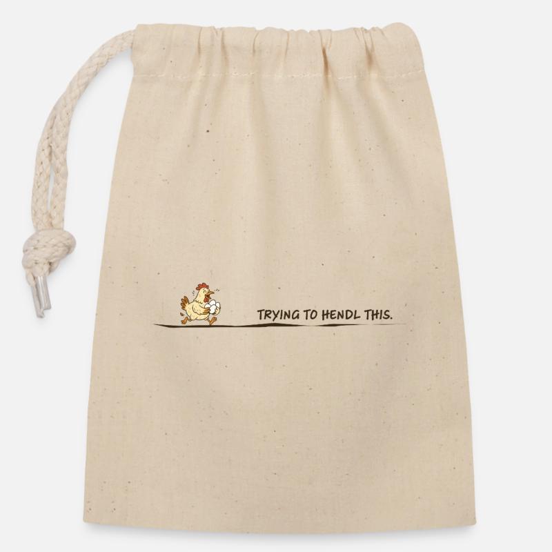 Trying to Hendl This Huhn Denglisch Spruch witzig - Verschließbarer Geschenkbeutel aus Baumwolle (14x20cm) - Natur