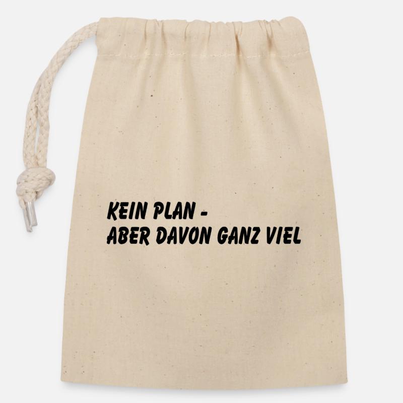 Aucun plan - Sac cadeau en coton avec cordon (14 x 20 cm) - nature