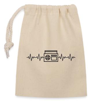 Ghettoblaster EKG Herzschlag - Verschließbarer Geschenkbeutel aus Baumwolle (14x20cm) - Natur - Vorne