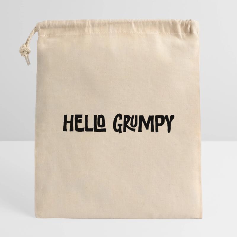 Hello Grumpy Funny Minimal Saying Closable cotton gift bag (14x20cm)