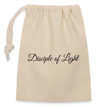 Disciple of Light - calligraphic writing logo  - Closable cotton gift bag (14x20cm) - nature - Front