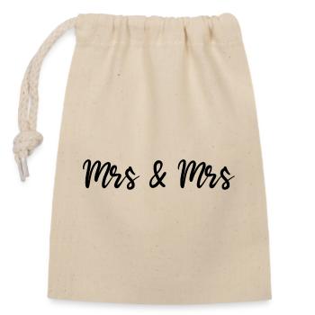 Mrs & Mrs - Verschließbarer Geschenkbeutel aus Baumwolle (14x20cm) - Natur - Vorne