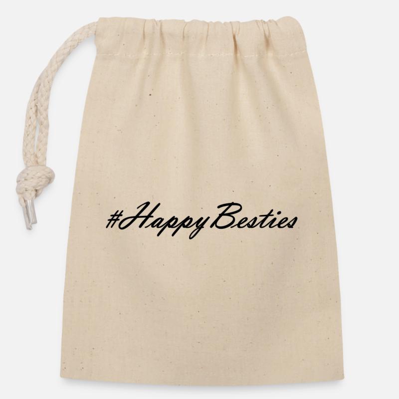Les joyeux besties - Sac cadeau en coton avec cordon (14 x 20 cm) - nature