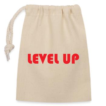 LEVEL UP-Red Text - Closable cotton gift bag (14x20cm) - nature - Front