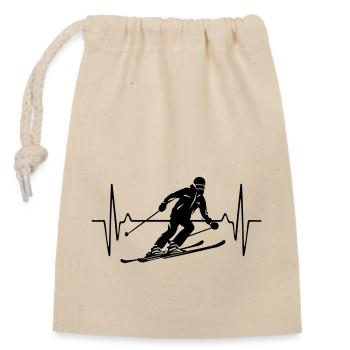 Ski Skiing Man Fréquence d’impulsion - Sac cadeau en coton avec cordon (14 x 20 cm) - nature - Devant