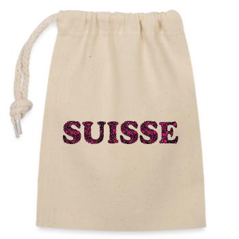 SWITZERLAND. COUNTRY - Closable cotton gift bag (14x20cm) - nature - Front