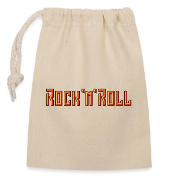 Rock 'n' Roll Schriftzug (3D / 3C) - Verschließbarer Geschenkbeutel aus Baumwolle (14x20cm) - Natur - Vorne