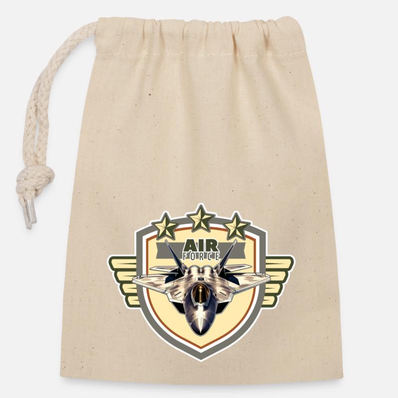AIR FORCE - Sac cadeau en coton avec cordon (14 x 20 cm) - nature