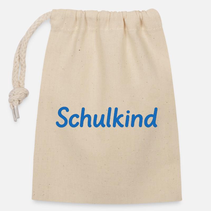 Schulkind - Verschließbarer Geschenkbeutel aus Baumwolle (14x20cm) - Natur
