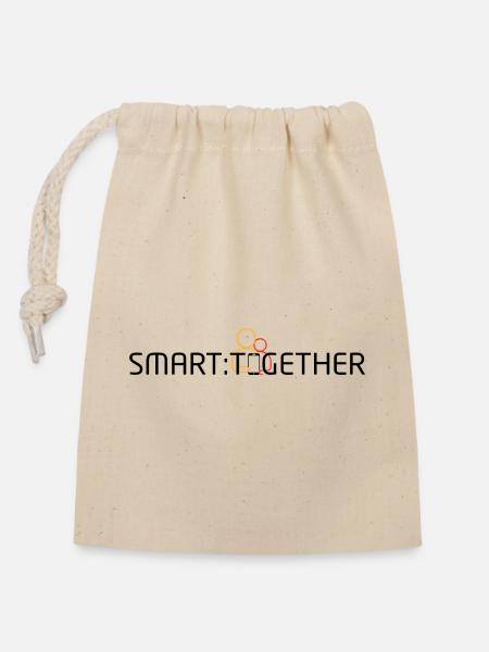 SmartTogether Schriftzug - Verschließbarer Geschenkbeutel aus Baumwolle (14x20cm) - Natur