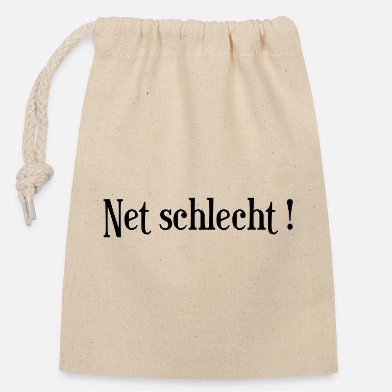 Net_schlecht_logo - Sac cadeau en coton avec cordon (14 x 20 cm) - nature