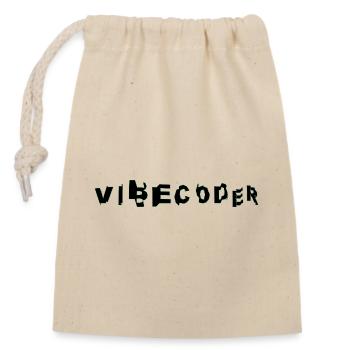 VibeCoder Glitch Neon - Closable cotton gift bag (14x20cm) - nature - Front