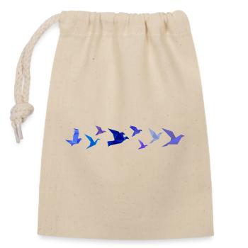 Migration des oiseaux en origami (Bleu) - Sac cadeau en coton avec cordon (14 x 20 cm) - nature - Devant