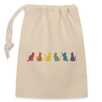 Bunte Pride Katzen Silhouetten  - Verschließbarer Geschenkbeutel aus Baumwolle (14x20cm) - Natur - Vorne