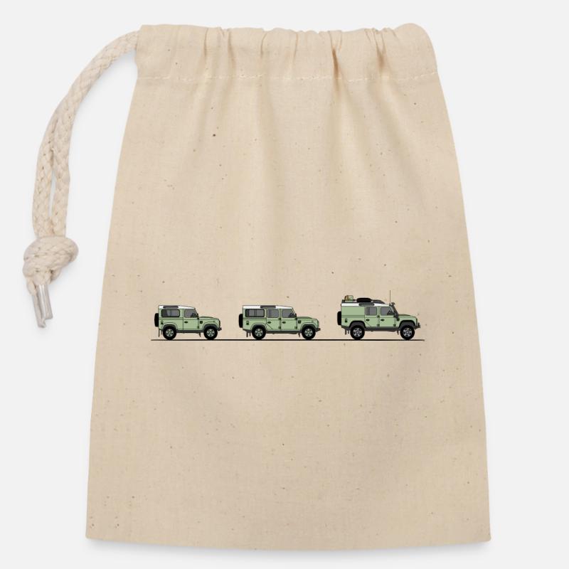 Defender - 90, 110 und Offroad - Verschließbarer Geschenkbeutel aus Baumwolle (14x20cm) - Natur
