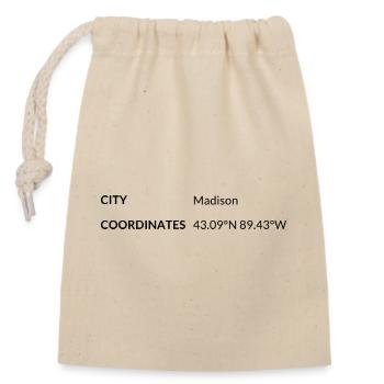 Madison Wisconsin USA Koordinaten - Verschließbarer Geschenkbeutel aus Baumwolle (14x20cm) - Natur - Vorne
