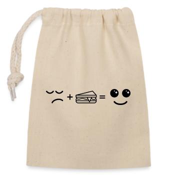 Sad Eating Cake Become Happy - Closable cotton gift bag (14x20cm) - nature - Front