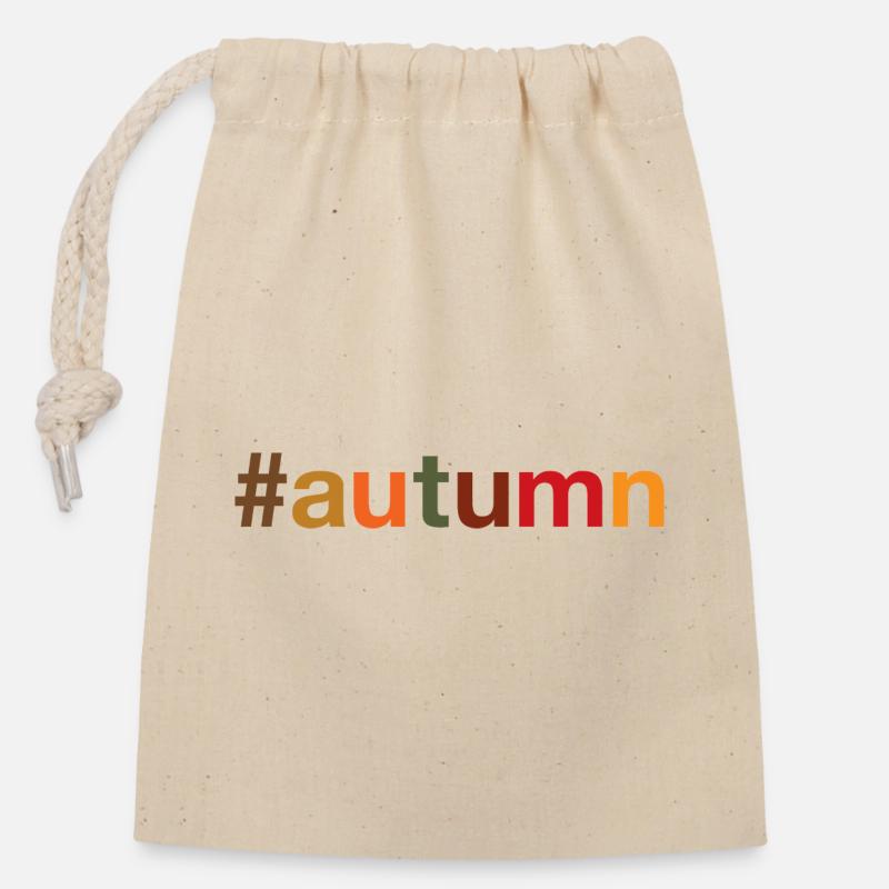 AUTUMN Herbst - Verschließbarer Geschenkbeutel aus Baumwolle (14x20cm) - Natur
