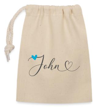 John Name Vorname Kalligrafieherz - Verschließbarer Geschenkbeutel aus Baumwolle (14x20cm) - Natur - Vorne