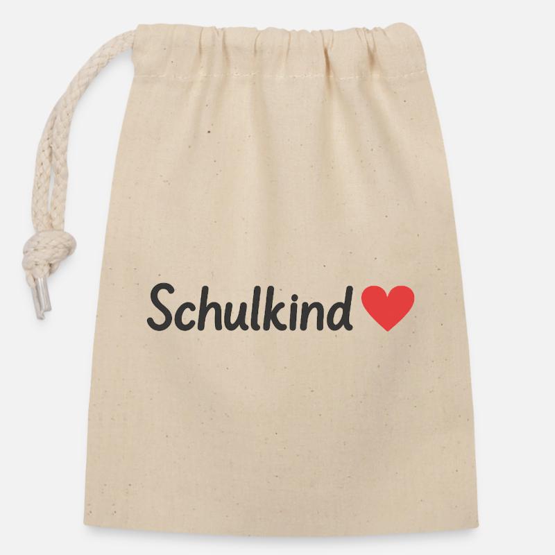 Schulkind - Verschließbarer Geschenkbeutel aus Baumwolle (14x20cm) - Natur