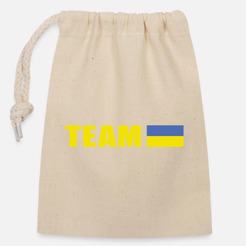Soutenez l’équipe Ukraine - Sac cadeau en coton avec cordon (14 x 20 cm) - nature