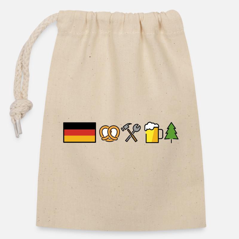 Germany Design  - Verschließbarer Geschenkbeutel aus Baumwolle (14x20cm) - Natur