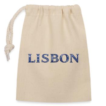 Lisbon Blue Ornament Lettering - Closable cotton gift bag (14x20cm) - nature - Front