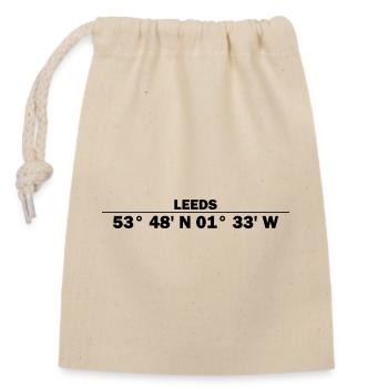 Leeds Koordinaten - Verschließbarer Geschenkbeutel aus Baumwolle (14x20cm) - Natur - Vorne