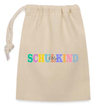 Schulkind mit Ella - Verschließbarer Geschenkbeutel aus Baumwolle (14x20cm) - Natur - Vorne