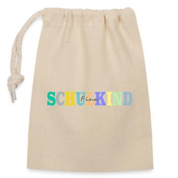 Schulkind mit Finn - Verschließbarer Geschenkbeutel aus Baumwolle (14x20cm) - Natur - Vorne
