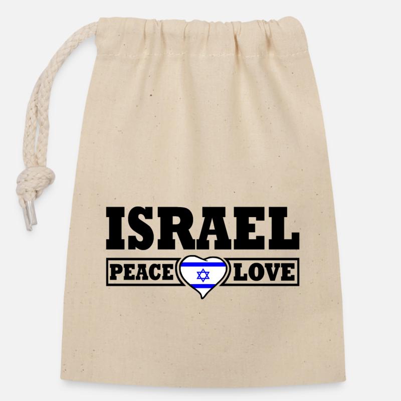 Israel - Closable cotton gift bag (14x20cm) - nature