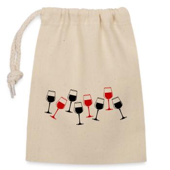 Wine Red Wine Glass - Closable cotton gift bag (14x20cm) - nature - Front