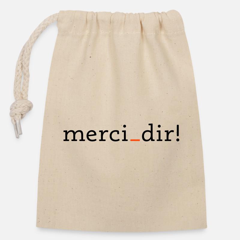 merci dir - 2 couleurs - Sac cadeau en coton avec cordon (14 x 20 cm) - nature