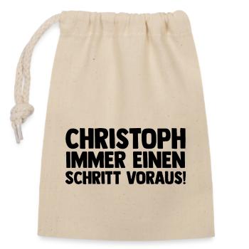 Prénom Chris Christoph - Sac cadeau en coton avec cordon (14 x 20 cm) - nature - Devant