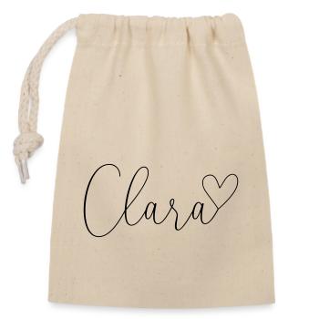 Clara Name Vorname Mädchen - Verschließbarer Geschenkbeutel aus Baumwolle (14x20cm) - Natur - Vorne