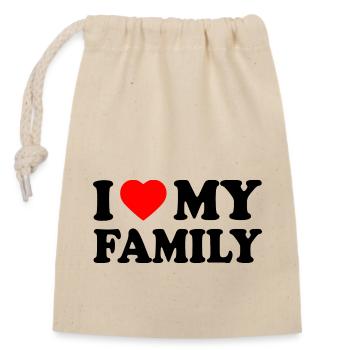 I love my family - Sac cadeau en coton avec cordon (14 x 20 cm) - nature - Devant
