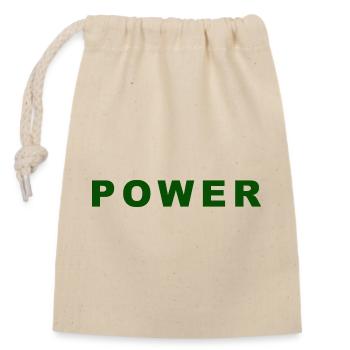 Conception de texte audacieuse Green Power - Sac cadeau en coton avec cordon (14 x 20 cm) - nature - Devant