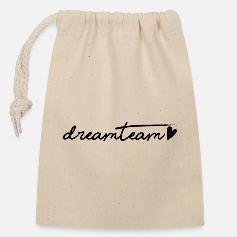 Black Heart Dream Team - Closable cotton gift bag (14x20cm) - nature