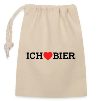 Ich liebe Bier (Farben änderbar) - Verschließbarer Geschenkbeutel aus Baumwolle (14x20cm) - Natur - Vorne