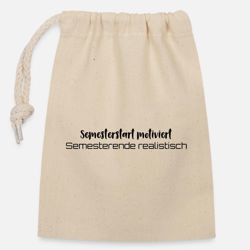 Le café → apprentissage → crise existentielle - Sac cadeau en coton avec cordon (14 x 20 cm) - nature