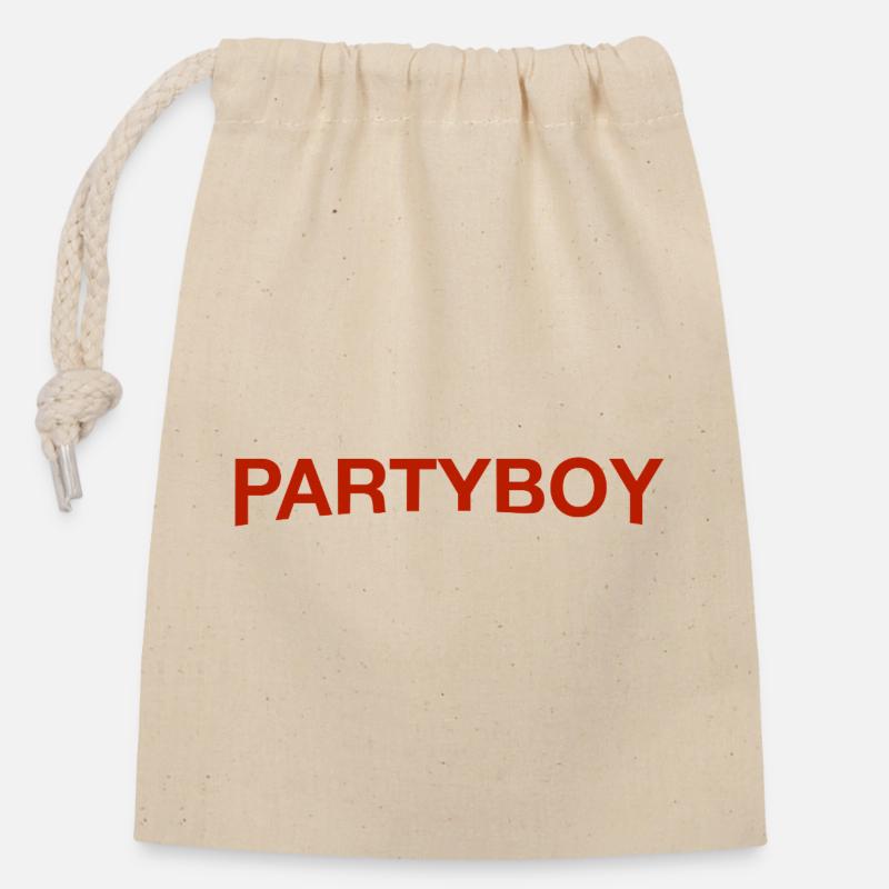 Party Boy - Closable cotton gift bag (14x20cm) - nature