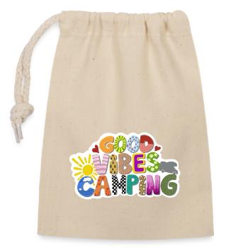 Good Vibes Camping - Closable cotton gift bag (14x20cm) - nature - Front
